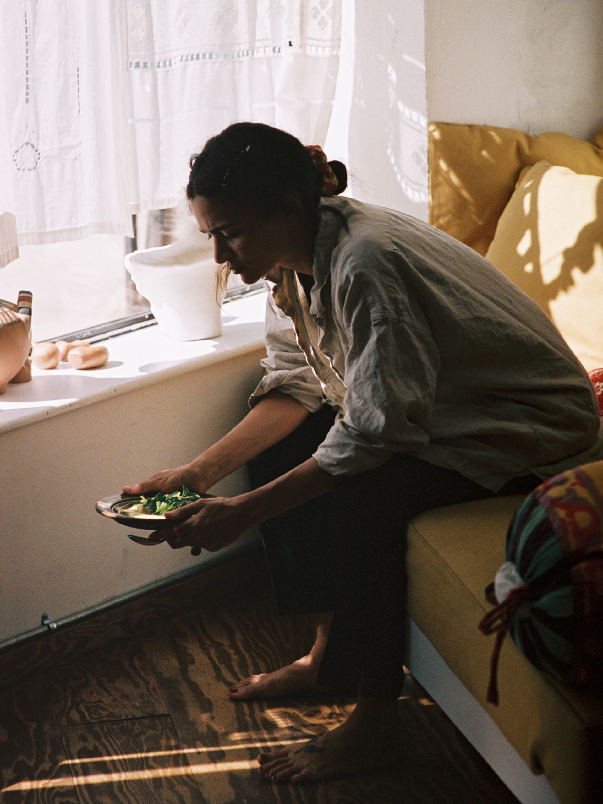 Laila Gohar with a plate of fava bean purée