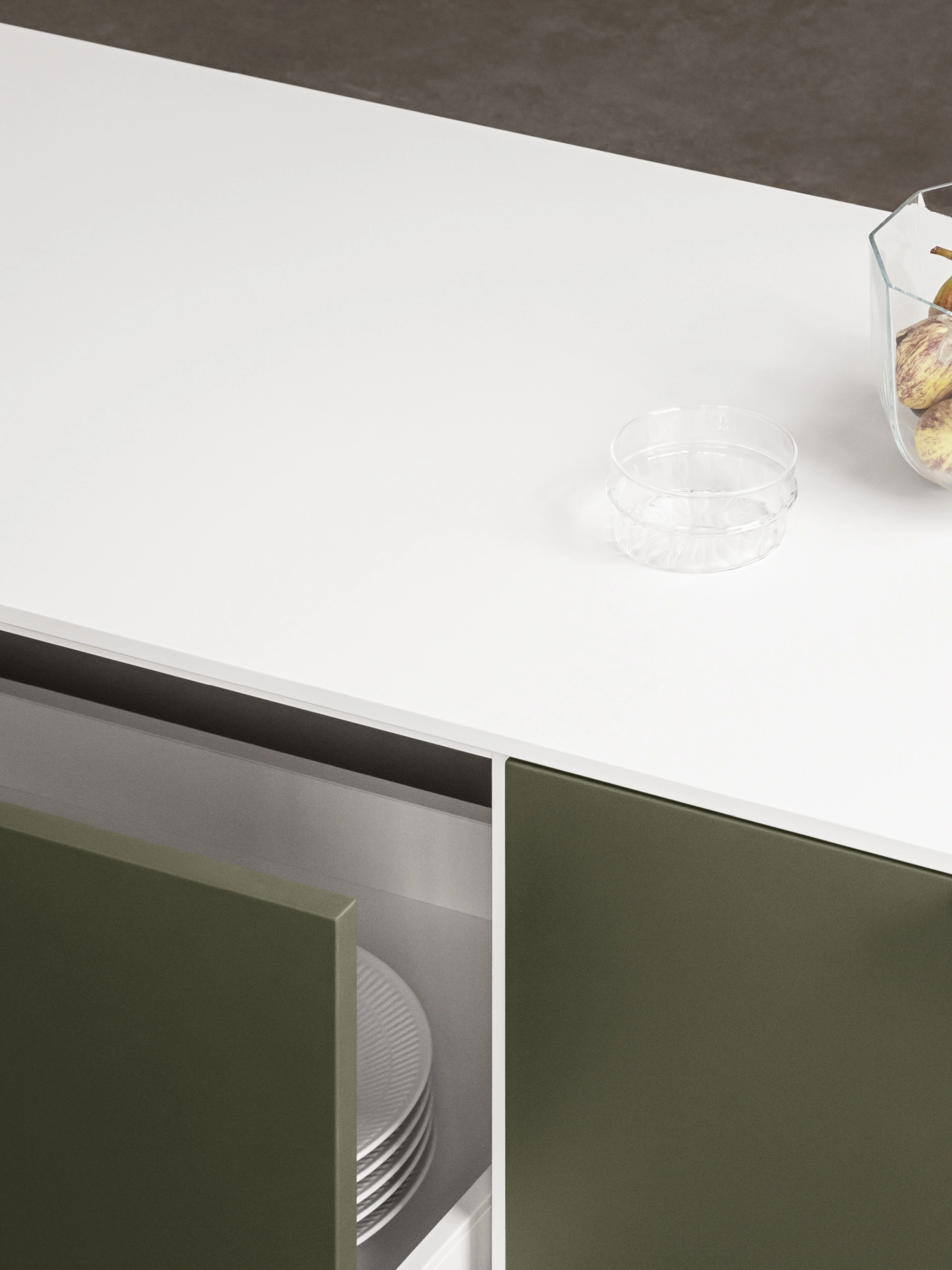 Green UNIT fronts and compact laminate countertop