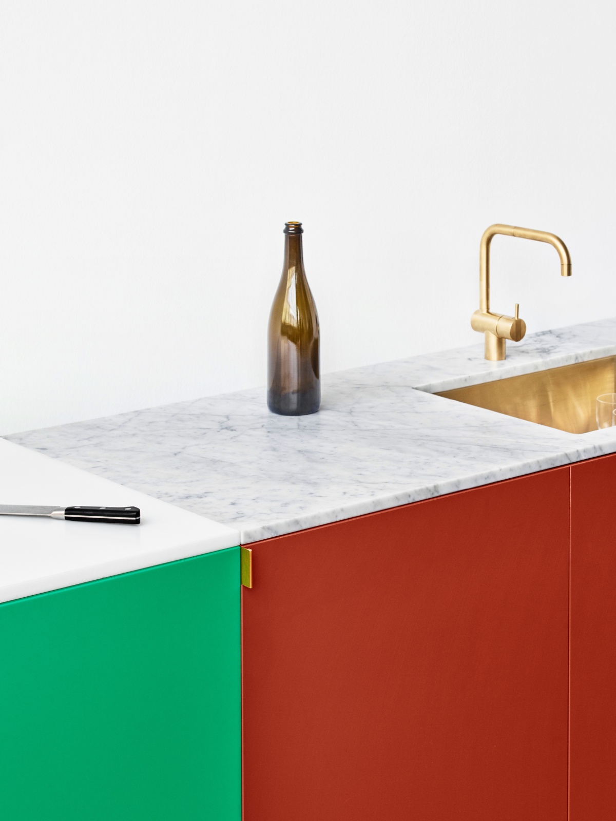 Marble countertop with brass sink