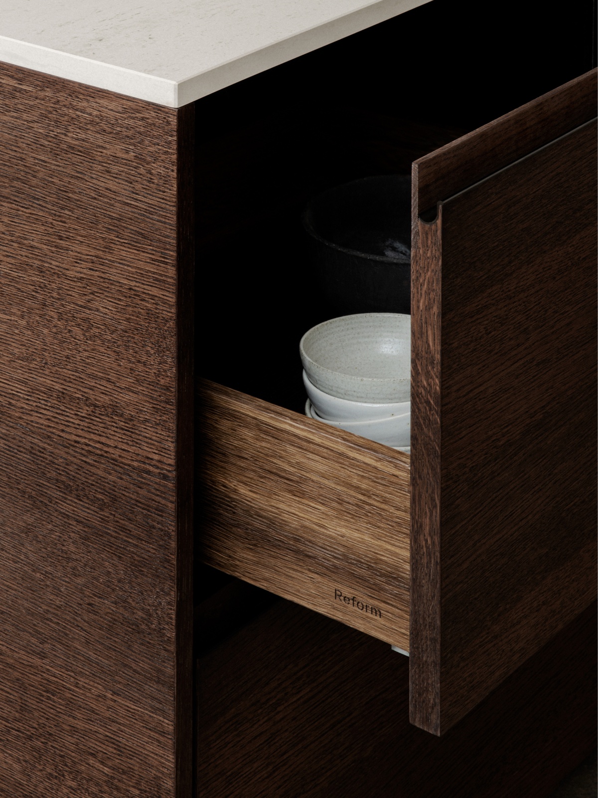 Drawers in smoked oak
